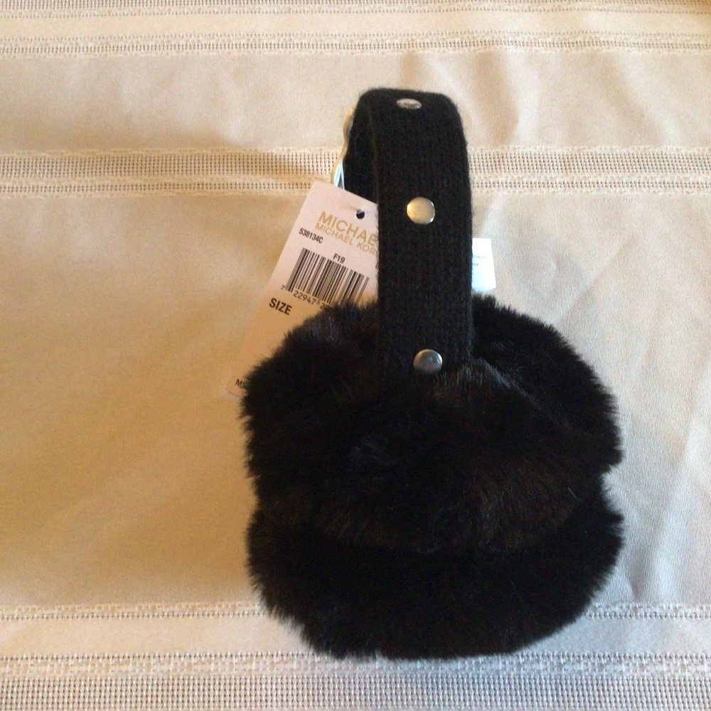 Michael Kors Fuzzy Black Studded Ear Muffs NWT